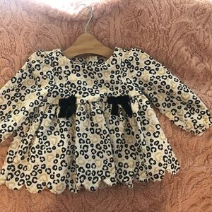 Rachel Zoe Leopard Print Kids Dress with Black Bows